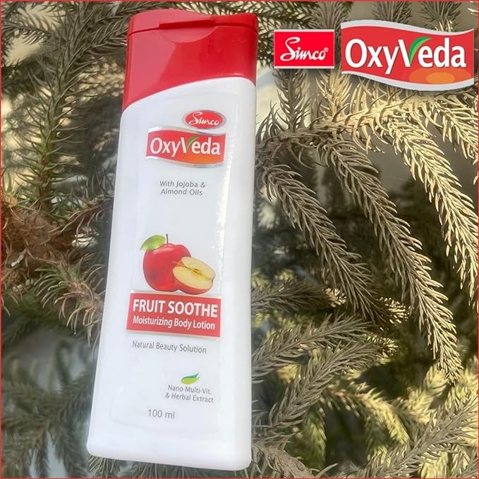 Simco Oxyveda Fruit Soothe Nourishing Body Lotion, 100 ml | Deep Absorbing Body Lotion with Jojoba & Almond Oils | Moisturizing Body Lotion for Silky & Smooth Skin