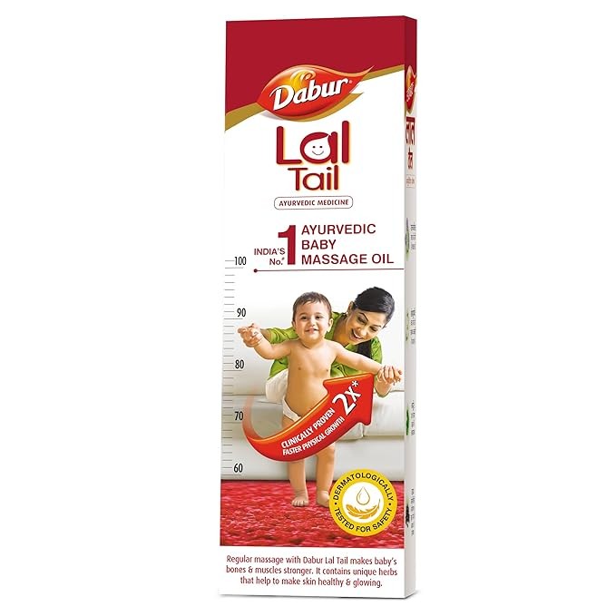 Dabur Lal Tail : Ayurvedic Baby Massage Oil – 100ml|Clinically Tested 2x Faster Physical Growth for Stronger Bones and Muscles