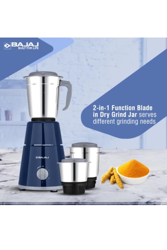 BAJAJ 410570 GX 1 500 W Juicer Mixer Grinder (3 Jars, Blue)