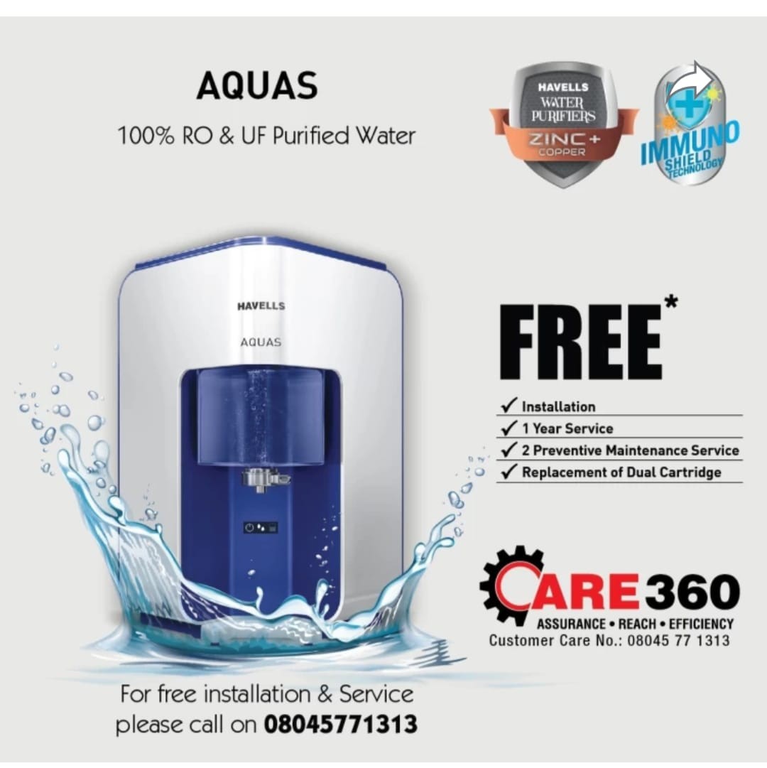 HAVELLS Aquas 7 L RO + UF Water Purifier  (White, Blue)
