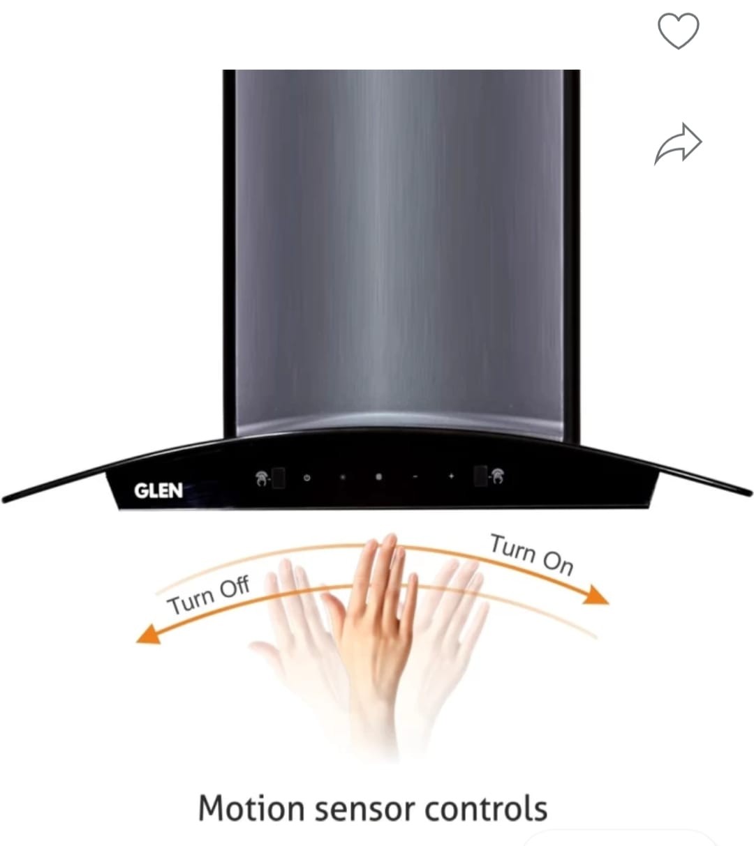 Glen hood 6058 BL 60 CM filterless Auto Clean Wall Mounted Chimney  (Black 1050 CMH)