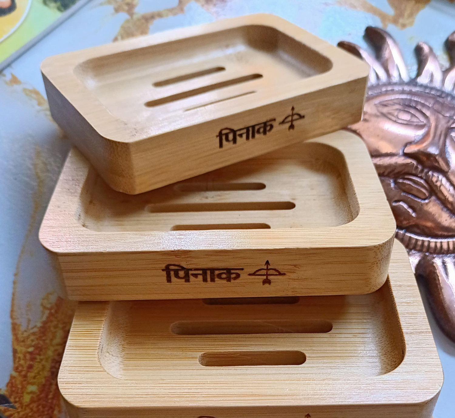 Bamboo Soap Dish Bar Wooden Clean Tray for Shower Kitchen Countertop