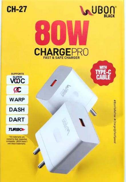 Ubon CH-27 Charger Type C 80W Power Meter with the Type C Cable