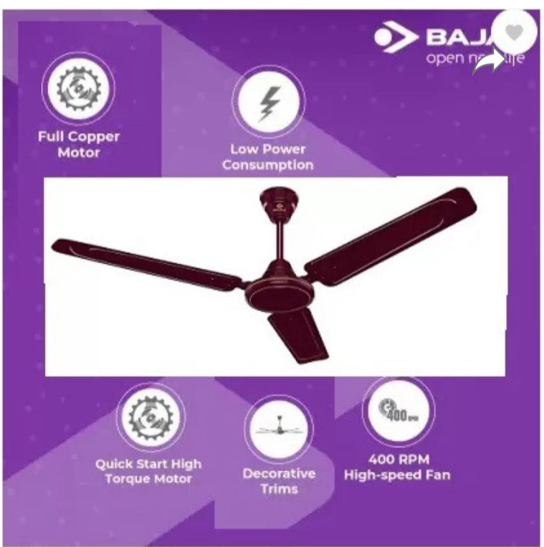 BAJAJ EDGE HS NEO EE 1200 MM 1 STAR RATING BROWN CEILING FAN 1 Star 1200 mm 3 Blade Ceiling Fan  (BROWN, Pack of 1)