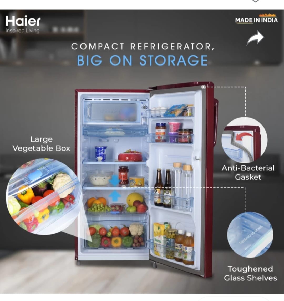 Haier 190 L Direct Cool Single Door 2 Star Refrigerator  (RED HRD-1902BBR)