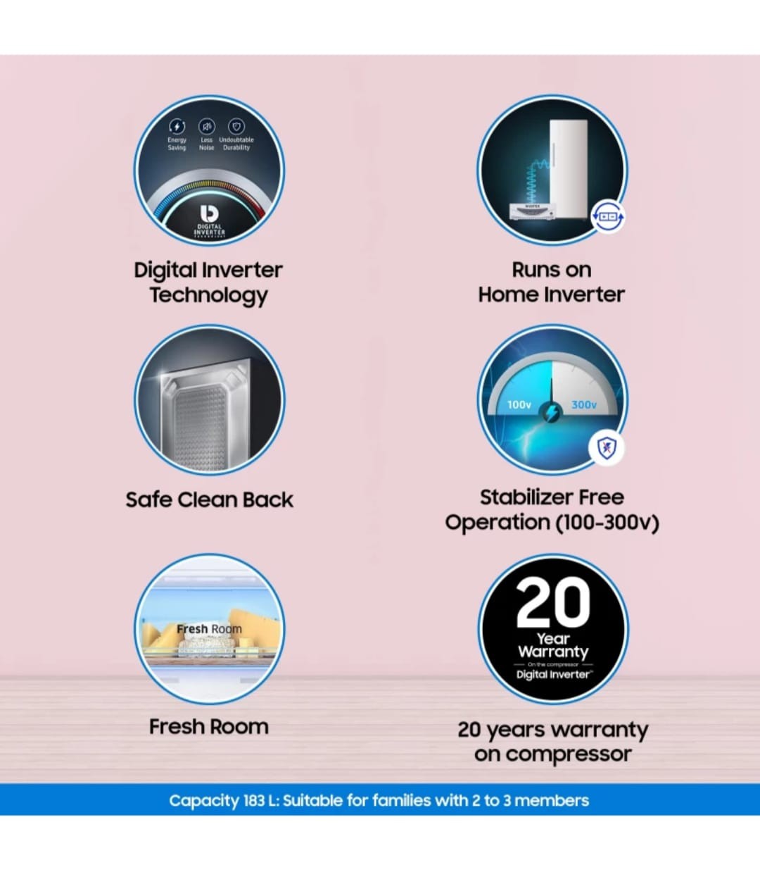 SAMSUNG 183 L Direct Cool Single Door 2 Star Refrigerator with Digital Inverter  (Mystic Overlay Red, RR20A20CU6R/NL)