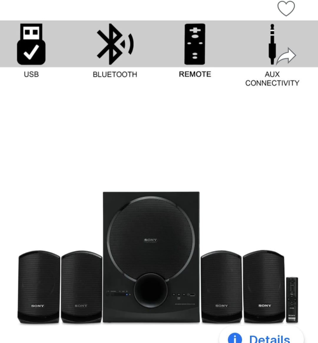 SONY SA-D40 80 W Bluetooth Home Theatre  (Black, 4.1 Channel)