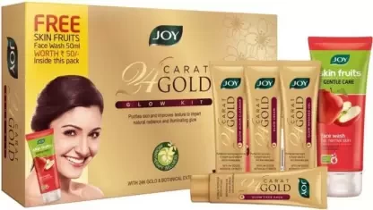 Joy 24 Carat Gold Glow Facial Kit with skin fruits face wash 55ml