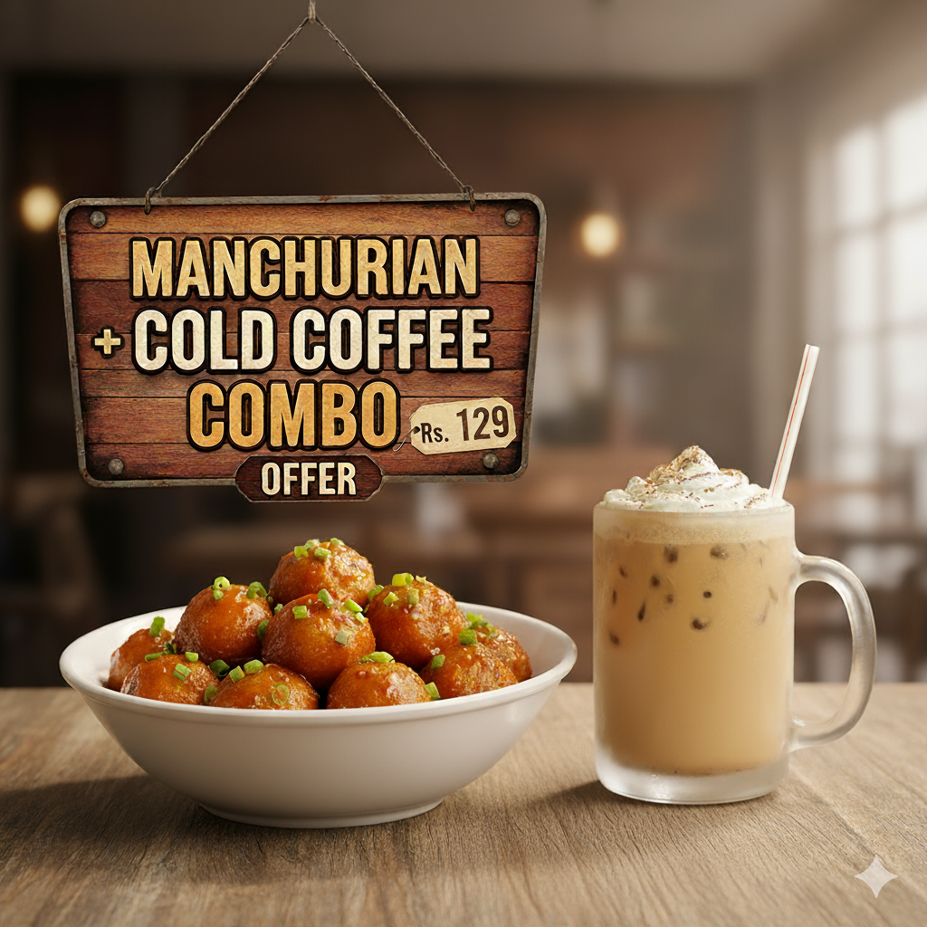 Manchurian Gravy + Cold Coffee Combo (Himpul Cafe)