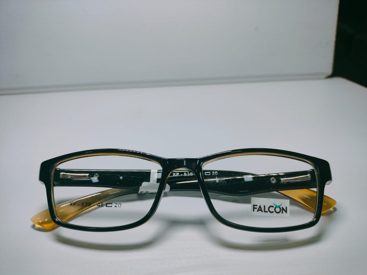Brand Falcon Shiny Black 2 Tone Color Sunglasses (Chashma) Yellow & Black