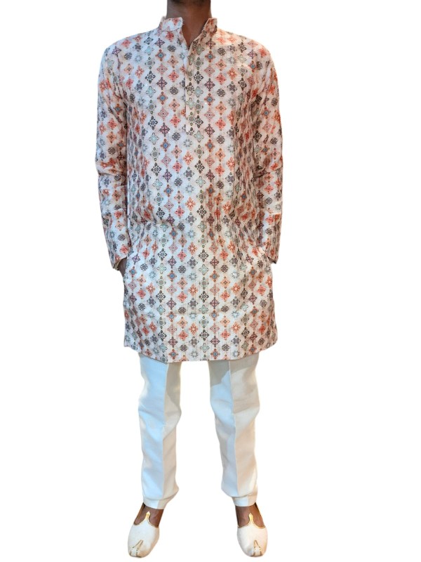 Men's Multicolored Cotton Linen Digital Print Kurta & Churidaar Pyjama || Available in All Size || Medium, Large, XL, XXL